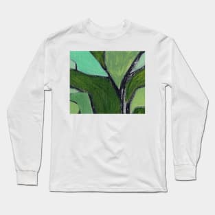 Abstract Oil Painting 2c20 Fern Olive Seafoam Green Long Sleeve T-Shirt